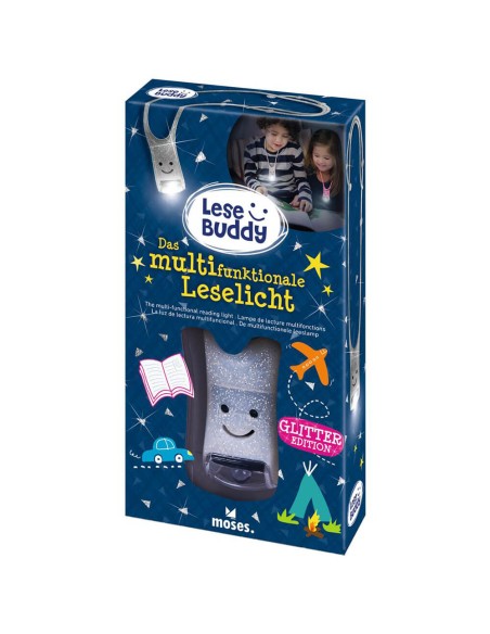 Linterna de cuello para la lectura gris purpurina Moses