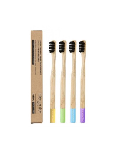 Cepillo de dientes de bambú con carbón activado. Niñ@s. Biocenter