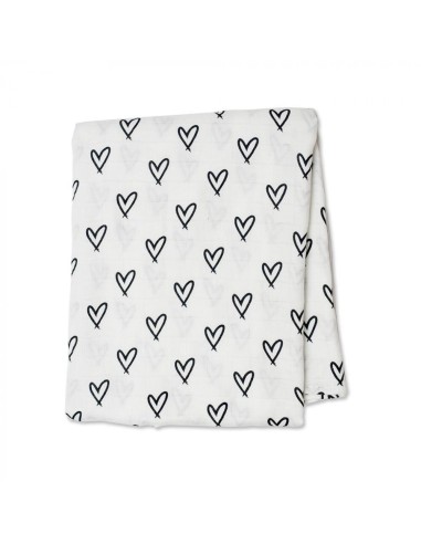 Muselina bambu y algodón corazones. Lulujo