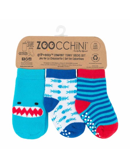 Conjunto 3 pares de calcetines, Tiburón. Zoocchini (0-24 meses)