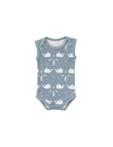 Body sin mangas, ballena azul, 0-3 meses. Fresk