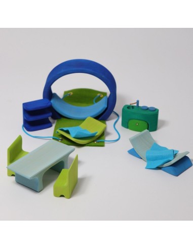 Casa de muñecas azul y verde. Grimm´s