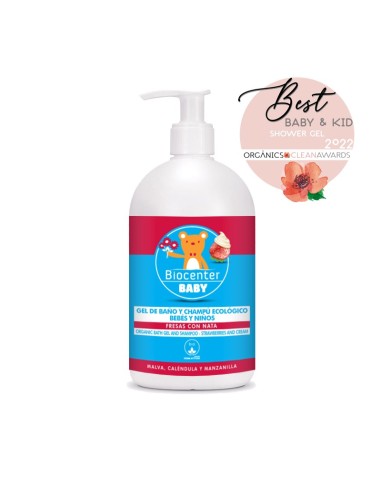 Gel de baño y champú eco para niñ@s, fresas con nata. Biocenter