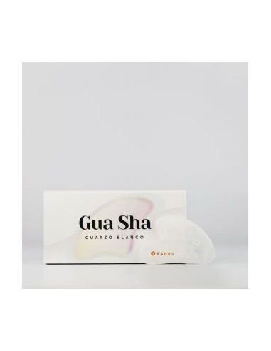 Masajeador facial Gua Sha de cuarzo blanco. Banbu