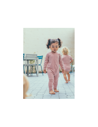 Pijama manga larga y pies, bambú, rosa, 74-80cm. Timboo