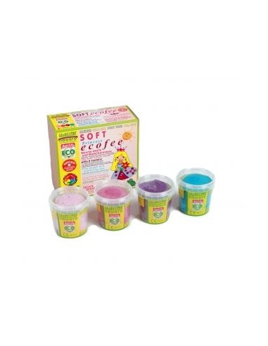 Plastilina 4 colores(rosa claro, rosa, violeta y cian). ökonorm