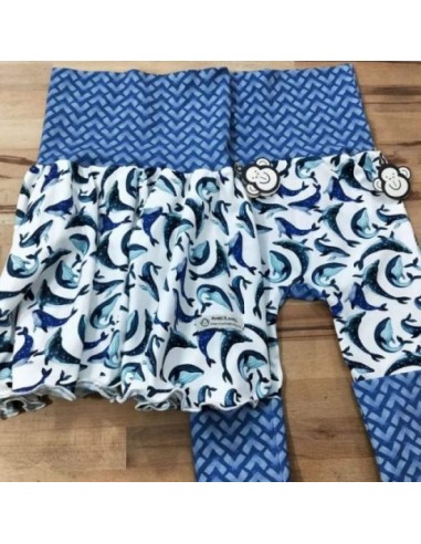 Pantalón evolutivo. Ballena azul y blanca. 0-12meses. Monkeyloones
