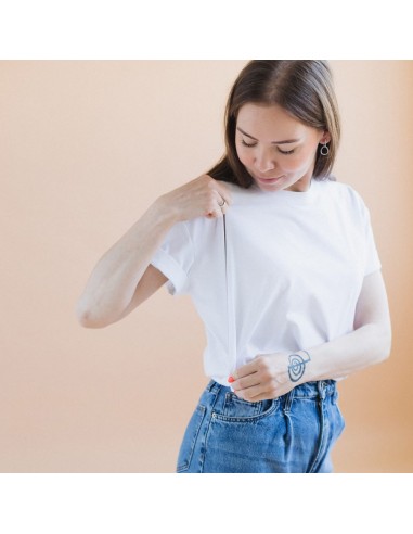 Camiseta premamá y lactancia oversize, blanco. Love and Carry