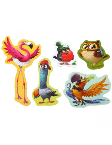 Puzzle 5 en 1,Pajáros. Puzzlika