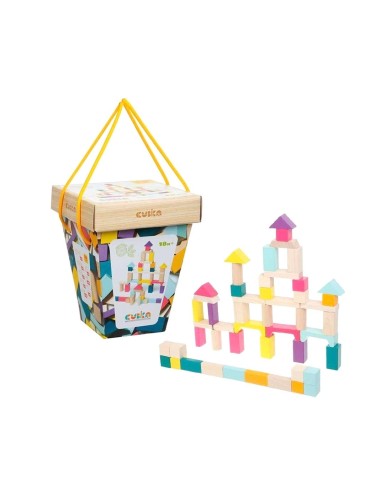 Construcciones 50 bloques madera. Cubika