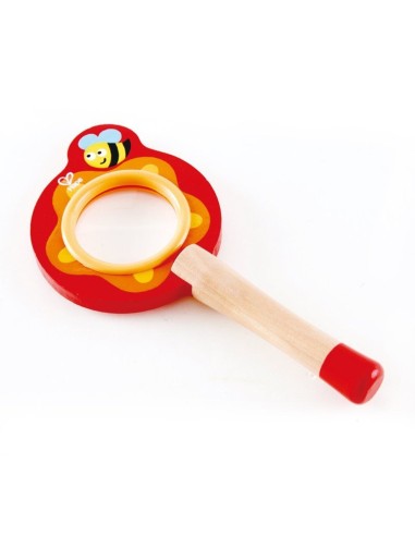 Lupa de madera con abeja. Hape