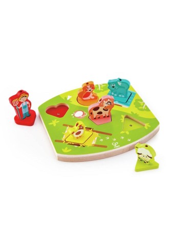 Puzzle encajable sonidos granja. Hape