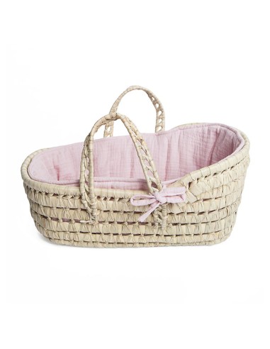 Capazo mimbre bobble, rosa. Barrutoys