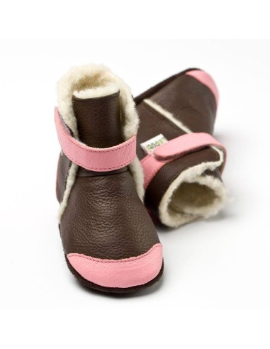Bota suela blanda. Marrón y rosa. Liliputi.