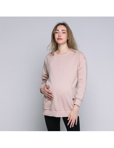 Sudadera oversize premamá y lactancia , Beige. Love & Carry.
