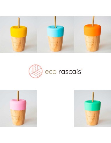 Vaso bambú tapa de silicona y cañita, Ecorascals.