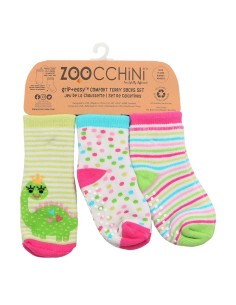 Conjunto 3 pares de calcetines, dinosaurio rosa. Zoocchini (0-24 meses)