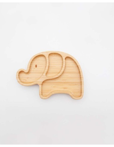 Plato de bambú con ventosa, elefante. Kaisho