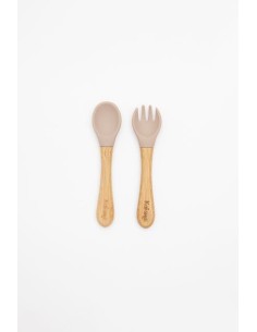 Cubiertos de bambú y silicona, beige. Kaisho