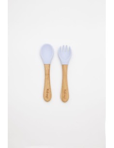 Cubiertos de bambú y silicona, azul. Kaisho