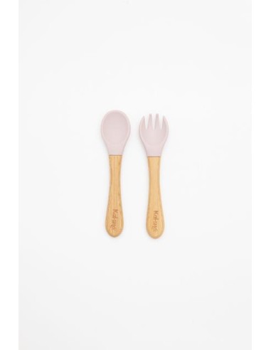 Cubiertos de bambú y silicona, rosa. Kaisho