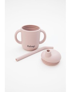 Taza con asas y pajita, rosa palo. Kaisho. 2