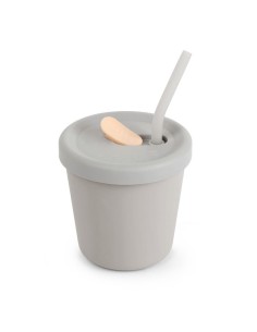 Vaso de silicona con cañita (gris). Haaka