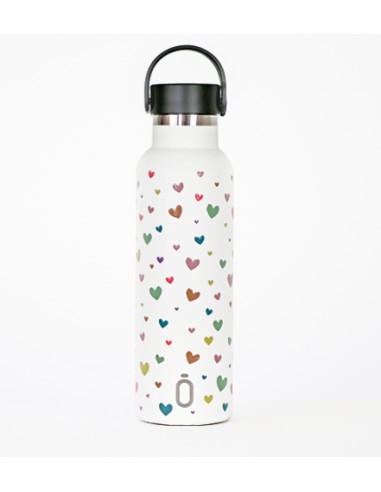 Botella con doble recubrimiento cerámico, Runbott, Confeti corazones nata