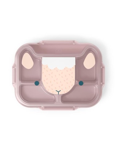 Bandeja portalimentos con divisiones hermética. Rosa Oveja. Monbento.
