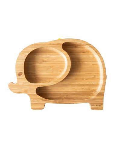 Plato de bambú con ventosa , elefante.Ecorascals