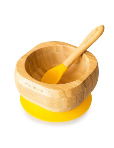 Bol de bambú con ventosa y cuchara. Ecorascals