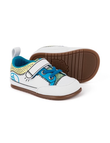 Paterna comic cyan-blanco. Zapato Feroz. AW23.