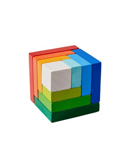 Juego de composición en 3D Cubo de color. Haba