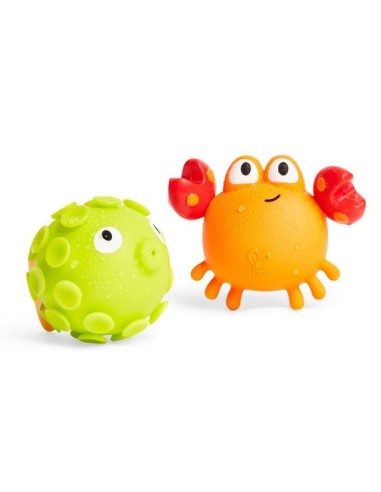 Juguetes de baño, pez y cangrejo. Hape