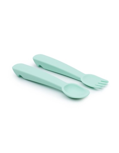 Cubiertos Feedie menta con funda. We Might be tiny.