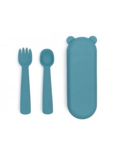 Cubiertos Feedie blue dusk con funda. We Might be tiny.