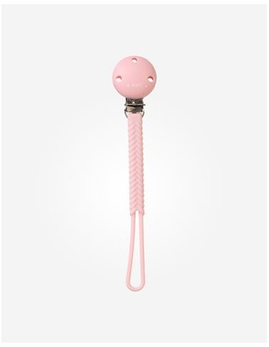 Chupetero silicona trenzada, rosa. Saro