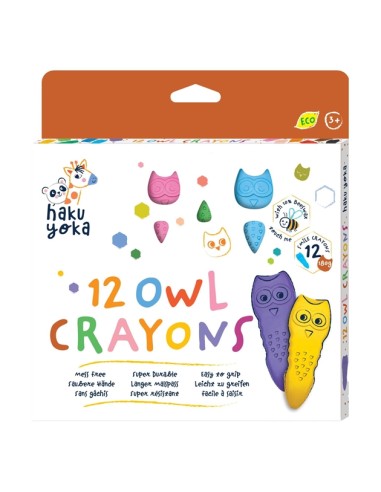 Crayones búho, 12 colores. Haku Yoka