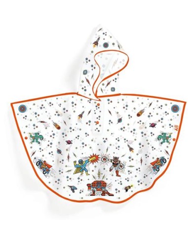 Poncho de lluvia, impermeable, superhéroes (5-7años/110-122cm). Djeco