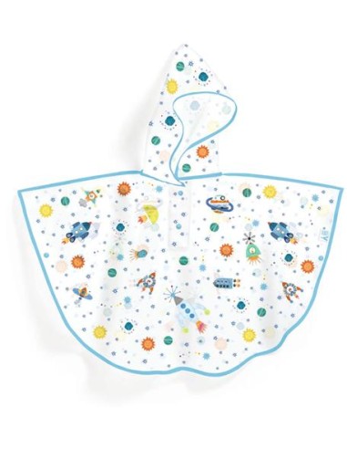 Poncho de lluvia, impermeable, cohete (5-7años/110-122cm). Djeco