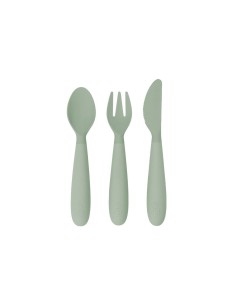 Cubiertos silicona, Happy utensils, salvia. Ezpz
