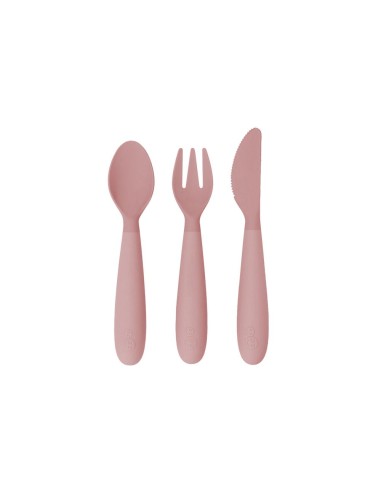 Cubiertos silicona, Happy utensils, rosa palo. Ezpz