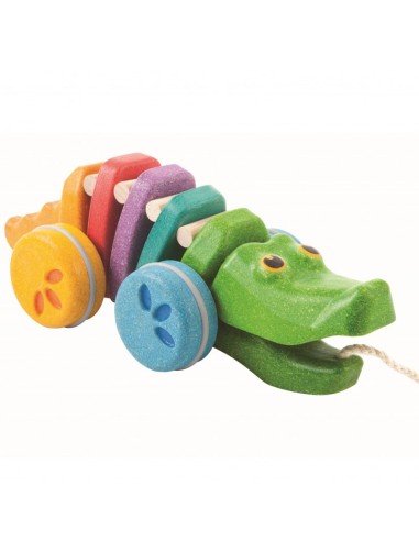 Cocodrilo de arrastre arcoiris. Plantoys