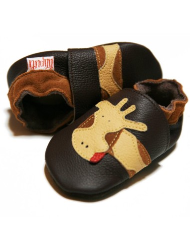Zapato bebé suave, jirafa marrón. Liliputi.